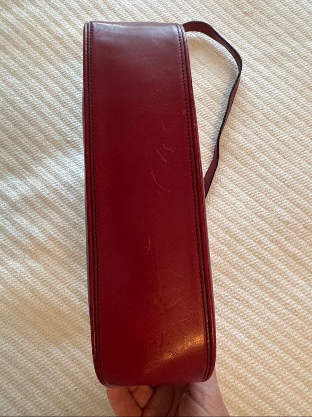 Brahmin Vintage Red Leather Baguette Shoulder Bag Y2K Minimalist Mini Hobo - Picture 5 of 14